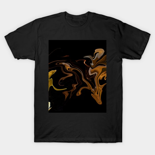 Gold to Copper  - Digital Liquid Paint Swirls T-Shirt by GenAumonier